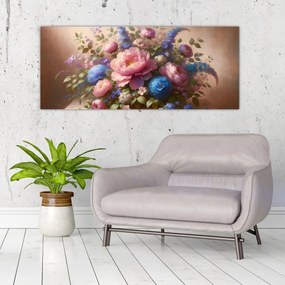 Tablou - Masă plină de flori (120x50 cm)