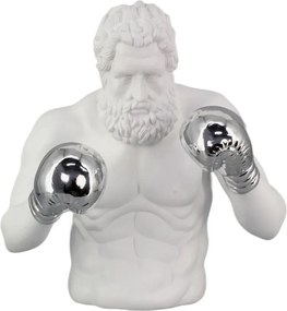 Statueta decorativa BOXER 50cm alb/ argintiu