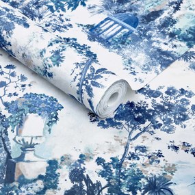 Tapet Pavilion, Lupin Blue Luxury Toile, 1838 Wallcoverings, 7mp / rola