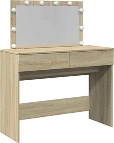 vidaXL Masă de toaletă cu LED, stejar sonoma, 100x40x120 cm