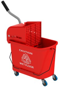 HOMCOM, Cărucior de curățat cu mop și separator de apă pentru curățenie, 20 L, roșu, 60L x 27l x 70,5H cm | Aosom Romania
