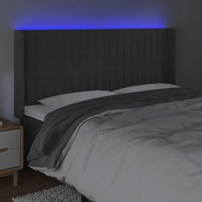 Tablie de pat cu LED, gri inchis, 183x16x118 128 cm, catifea 1, Morke gra, 183 x 16 x 118 128 cm