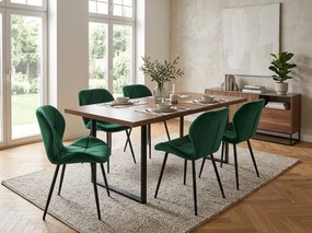 Scaun de masa MANGO VELVET cu picioare negre, verde inchis