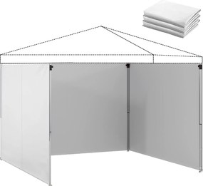 Outsunny 3 Panouri Laterale pentru Pavilioane 3x3 m 300x200 cm Panouri Laterale de Schimb din Pânză Oxford cu Fermoar Alb | Aosom Romania