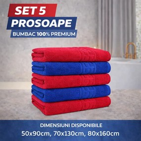 Set 5 Prosoape Baie 550g/m² Premium, 100% Bumbac, Absorbante și Pufoase