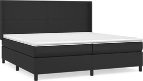 vidaXL Pat box spring cu saltea, negru, 200x200 cm, piele ecologică
