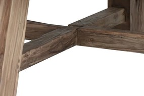 Măsuță de cafea rotundă din lemn de tec reciclat, natur, cu picioare masive, finisaj natural, 45 x 140 cm, „Tanor” – Ethnic Collections