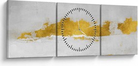 Tablou - Mișcări aurii și gri (cu ceas) (90x30 cm)