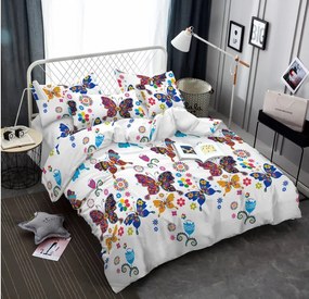 Lenjerie de pat din microfibra alb, COLORED BUTTERFLY Dimensiune lenjerie de pat: 70 x 90 cm | 140 x 200 cm