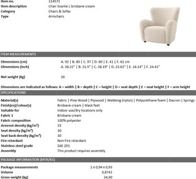 Fotoliu design LUX Svante L brisbane crem 114572 HZ