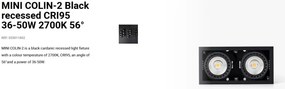 Spot LED incastrabil MINI COLIN-2 Black recessed CRI95 36-50W 2700K 56°