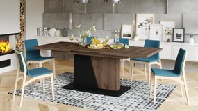 NOBLE NOIR Stejar maro/Negru mat - MASĂ EXTENSIBILĂ până la 218 cm, pentru 8, 10 persoane.