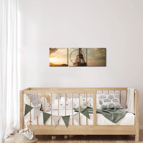 Tablou - Turnul Eiffel. Paris, Franța (cu ceas) (90x30 cm)