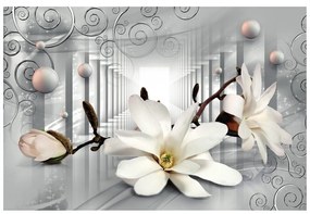 Tapet magnolie cu fundal abstract