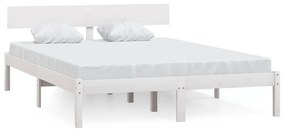 810128 vidaXL Cadru de pat, alb, 140x190 cm, lemn masiv de pin