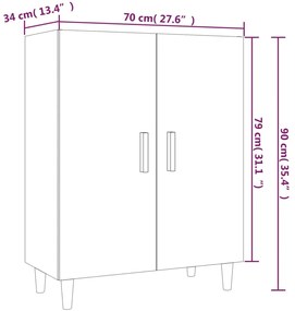 Dulap inalt, alb extralucios, 70x34x180 cm, lemn prelucrat 1, Alb foarte lucios