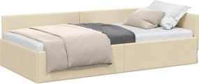 vidaXL Cadru de pat colțar cu headboard Crem 80 cm x 200 cm țesătură