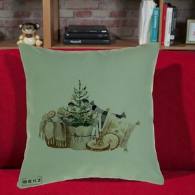 Perna Decorativa Colt Cozy de Craciun Boho, 40x40 cm, Verde, Husa Detasabila, Perna Inclusa, BEKZ®