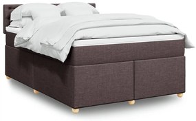 vidaXL Pat box spring cu saltea, maro închis, 140x200 cm, textil