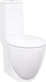 vidaXL Vas WC toaletă de baie, alb, ceramică, rotund, flux inferior