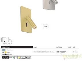 Lampa de perete cu reader LED incastrabila design modern minimalist SUAU nickel 62126