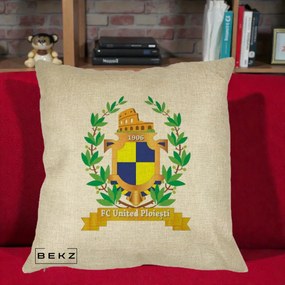 Perna Personalizata FC United Ploiesti 1906 Fotbal, 40x40 cm, Crem, Husa Detasabila, Perna Inclusa, BEKZ®