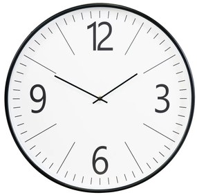 Ceas de perete Biel, plastic, negru, alb, silențios, 51 cm