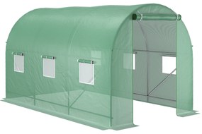 Outsunny Seră de Grădină cu Acoperiș Rotunjit 3.5x2x2 m, Verde | Aosom Romania