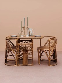 Set dining din rattan natural, masă ovală și 2 scaune, 3 piese, „Trinidad”