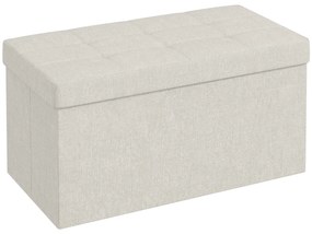 HOMCOM Banc de depozitare pouf de depozitare pliabil bout de lit repose-pieds cu capac capitonat 76L x 38l x 38H cm crem | Aosom Romania