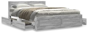 3295574 vidaXL Cadru de pat cu tăblie gri sonoma 120x200 cm lemn prelucrat