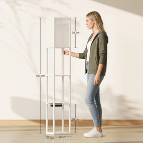 HOMCOM Lampă de Podea LED cu Rafturi, Lampă Modernă cu Comutator cu Pedală și Porturi USB, Temperatură de Culoare Reglabilă pentru Living și Dormitor, Alb | Aosom Romania