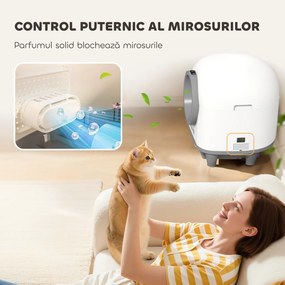 PawHut Litiera auto-curățătoare de 80L pentru Pisici 1-5 kg din PP Alb și Gri | Aosom Romania