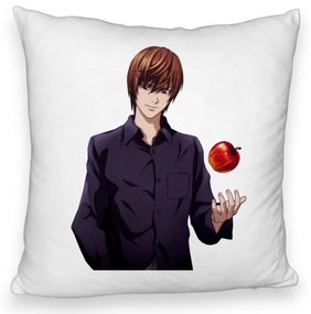 Perna Decorativa Fluffy cu Death Note SV, 40x40 cm, Alba, Husa Detasabila, Burduf