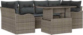 vidaXL Set de canapele pentru grădină cu pernă 7 pcs Gri și gri închis