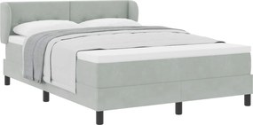 vidaXL Pat cu arcuri cu saltea Gri deschis 160 x 200 cm Catifea