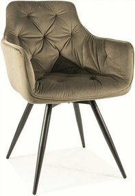 Scaun MANGO, verde maslin/negru, stofa catifelata/metal, 57x45x83 cm
