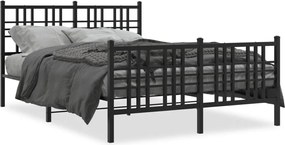 vidaXL Cadru pat metalic cu tăblie de cap/picioare, negru, 120x190 cm