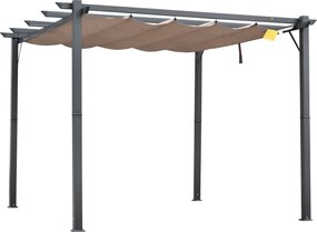 Outsunny Foisor Pergola de Gradina 3x3 m cu Acoperis Retractabil, Pergola din Aluminiu cu Acoperis Retractabil Anti UV, Gri | Aosom Romania