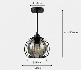 Lustră pe cablu SOLO BLACK 1xE27/60W/230V