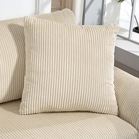 HOMCOM Canapea 3 Locuri din Catifea Reiată cu 2 Perne, 212x80x88 cm, Crem | Aosom Romania