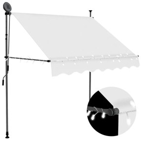 vidaXL Copertină retractabilă manual cu LED, crem, 100 cm