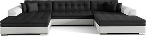 Colțar lemn masiv extensibil Vento Personalizabil, 359 × 165 × 87 cm - Soft 17 - piele alba