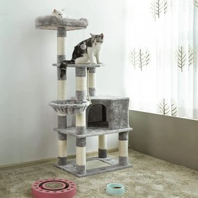 Ansamblu pentru pisici, 55 x 40 x 138 cm, plush, gri, Feandrea