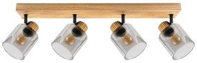 Brilagi - Plafonieră cu spoturi HYGGE, 4xE14/15W/230V, lemn de cauciuc/fumuriu