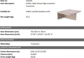 Masuta design LUX din travertin Amara High