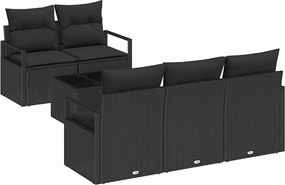 vidaXL Set de canapea 6 pcs Negru poliratan