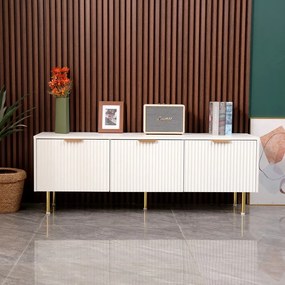 Comodă TV cu 3 sertare, 140x40x50 cm, Alb