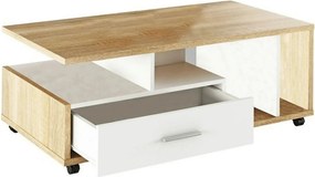 Masuta de cafea DECHEN, stejar sonoma/alb, PAL melaminat, 112x58x42 cm