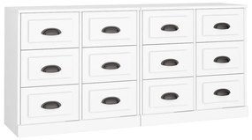 vidaXL Servante, 2 piese, alb, lemn prelucrat